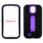 Wholesale Samsung Galaxy S4 Armor Hybrid with Kickstand (Black-Purple)